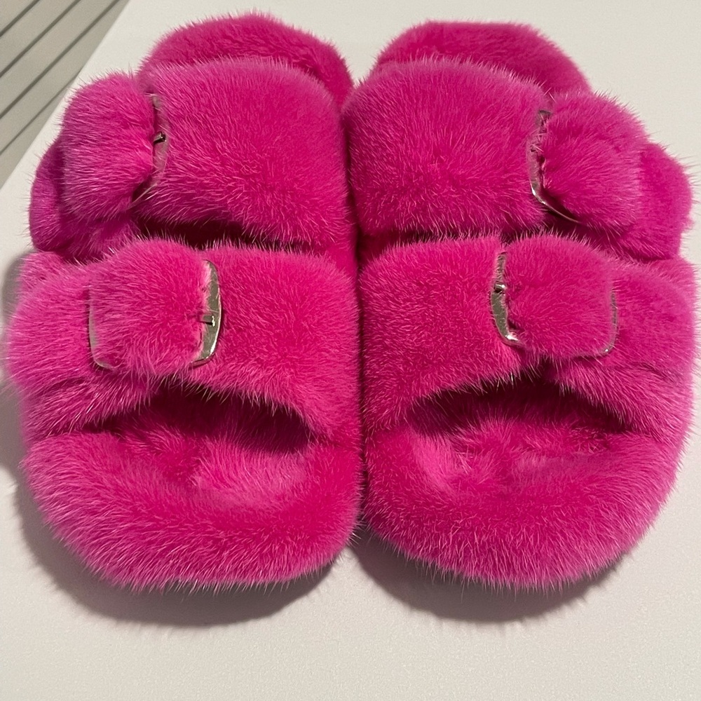 Brand new mink fur slides